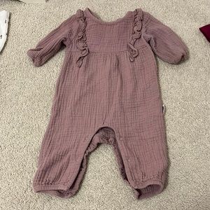 Rabbit bear Emily and Olivia purple ruffle romper outfit 3m baby girl